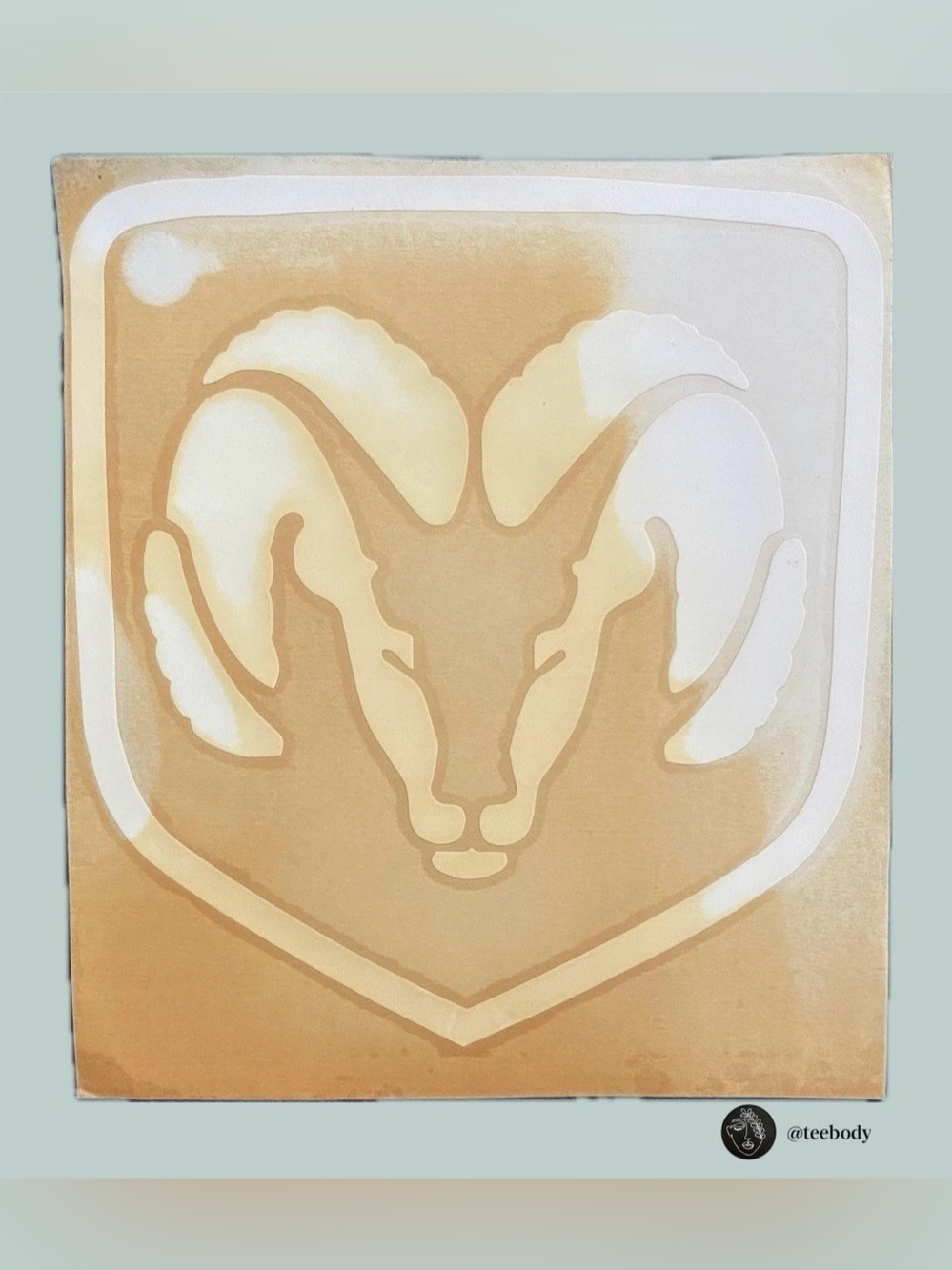 VTG NOS Dodge Ram Shield Decal 5.75x6.25 White Vinyl Bed Window Sticker Stained